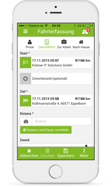 KFZ Fahrtenbuch App für iPhone, Android und alle Browser